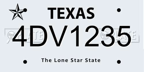 4DV1235 Texas License Plate