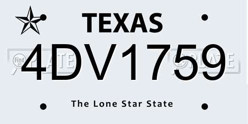 4DV1759 Texas License Plate