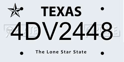 4DV2448 Texas License Plate