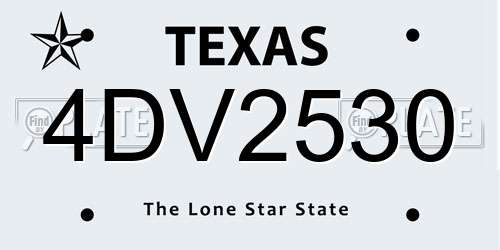 4DV2530 Texas License Plate