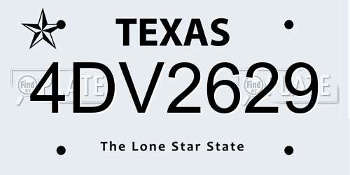 4DV2629 Texas License Plate