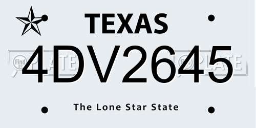 4DV2645 Texas License Plate