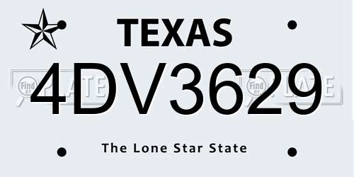 4DV3629 Texas License Plate