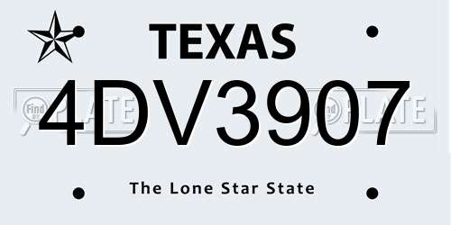 4DV3907 Texas License Plate