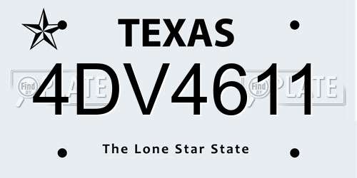 4DV4611 Texas License Plate