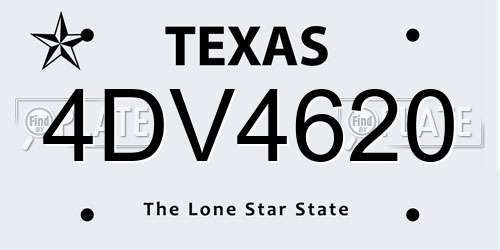 4DV4620 Texas License Plate