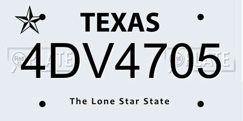 4DV4705 Texas License Plate