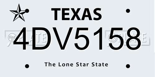 4DV5158 Texas License Plate