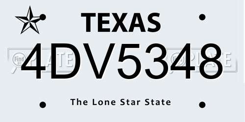 4DV5348 Texas License Plate