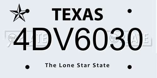 4DV6030 Texas License Plate