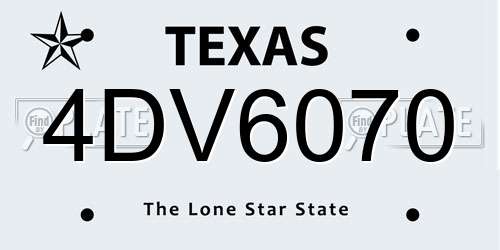 4DV6070 Texas License Plate
