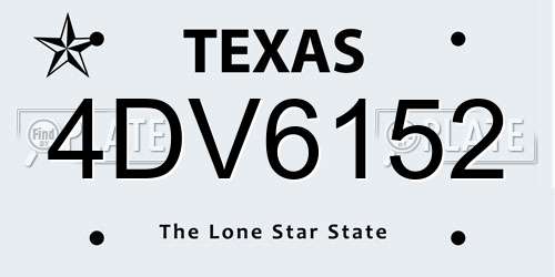 4DV6152 Texas License Plate