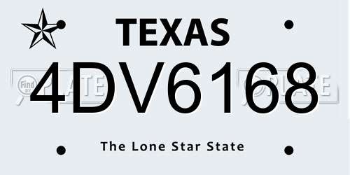 4DV6168 Texas License Plate
