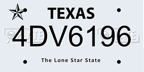 4DV6196 Texas License Plate