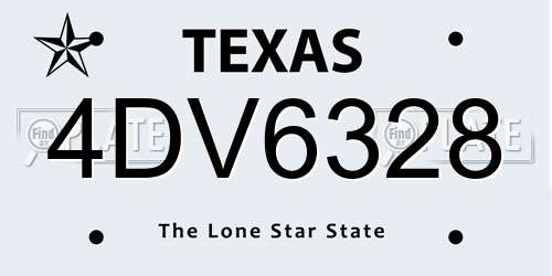 4DV6328 Texas License Plate