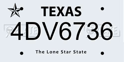 4DV6736 Texas License Plate