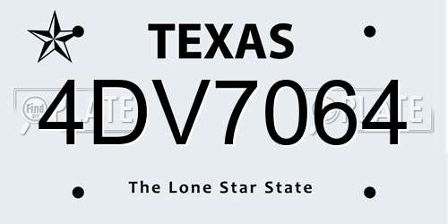 4DV7064 Texas License Plate
