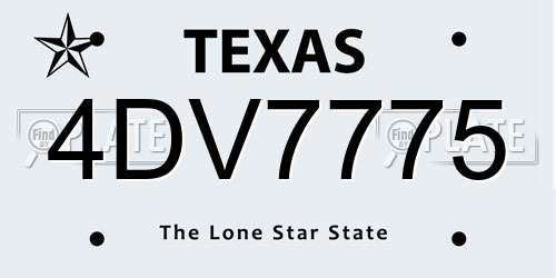 4DV7775 Texas License Plate