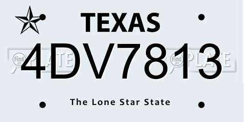 4DV7813 Texas License Plate