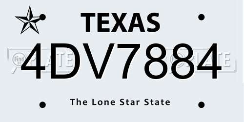 4DV7884 Texas License Plate