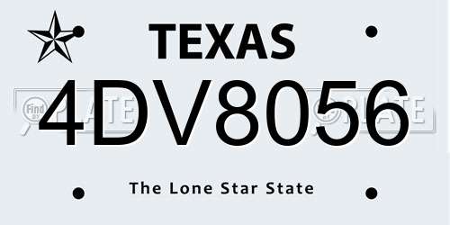 4DV8056 Texas License Plate