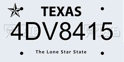 4DV8415 Texas License Plate