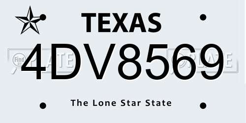 4DV8569 Texas License Plate