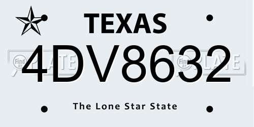 4DV8632 Texas License Plate