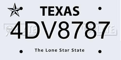 4DV8787 Texas License Plate