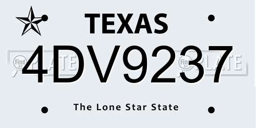 4DV9237 Texas License Plate