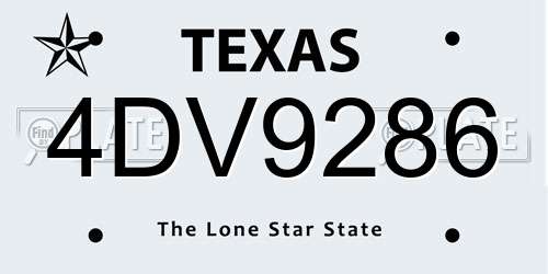 4DV9286 Texas License Plate