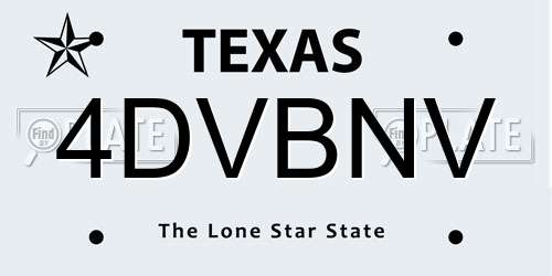 4DVBNV Texas License Plate