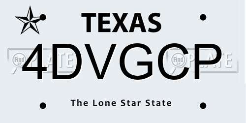 4DVGCP Texas License Plate