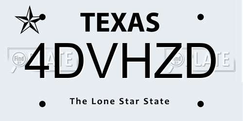 4DVHZD Texas License Plate