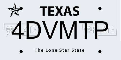 4DVMTP Texas License Plate