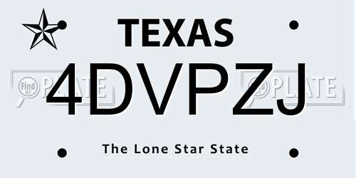 4DVPZJ Texas License Plate