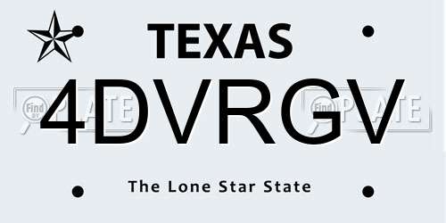 4DVRGV Texas License Plate