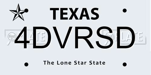 4DVRSD Texas License Plate