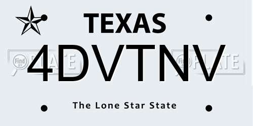 4DVTNV Texas License Plate
