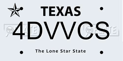 4DVVCS Texas License Plate