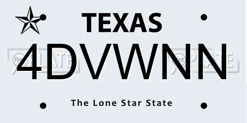 4DVWNN Texas License Plate