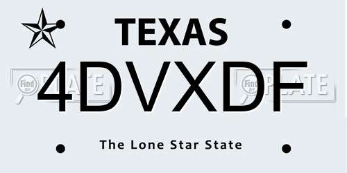 4DVXDF Texas License Plate