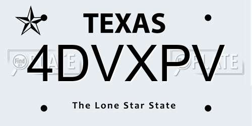 4DVXPV Texas License Plate