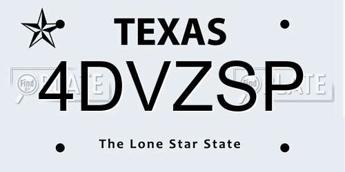4DVZSP Texas License Plate