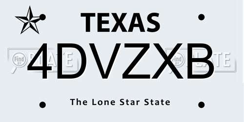 4DVZXB Texas License Plate