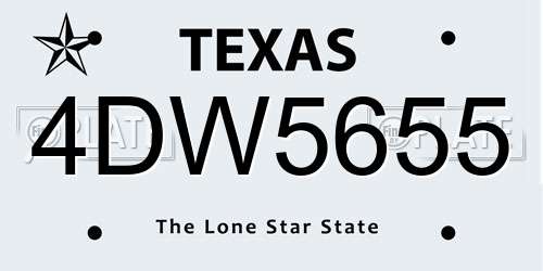 4DW5655 Texas License Plate