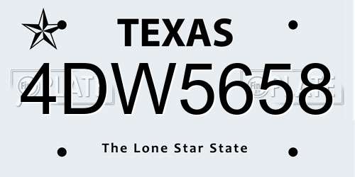 4DW5658 Texas License Plate
