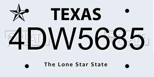 4DW5685 Texas License Plate