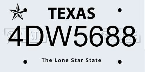 4DW5688 Texas License Plate