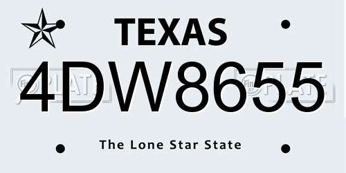4DW8655 Texas License Plate